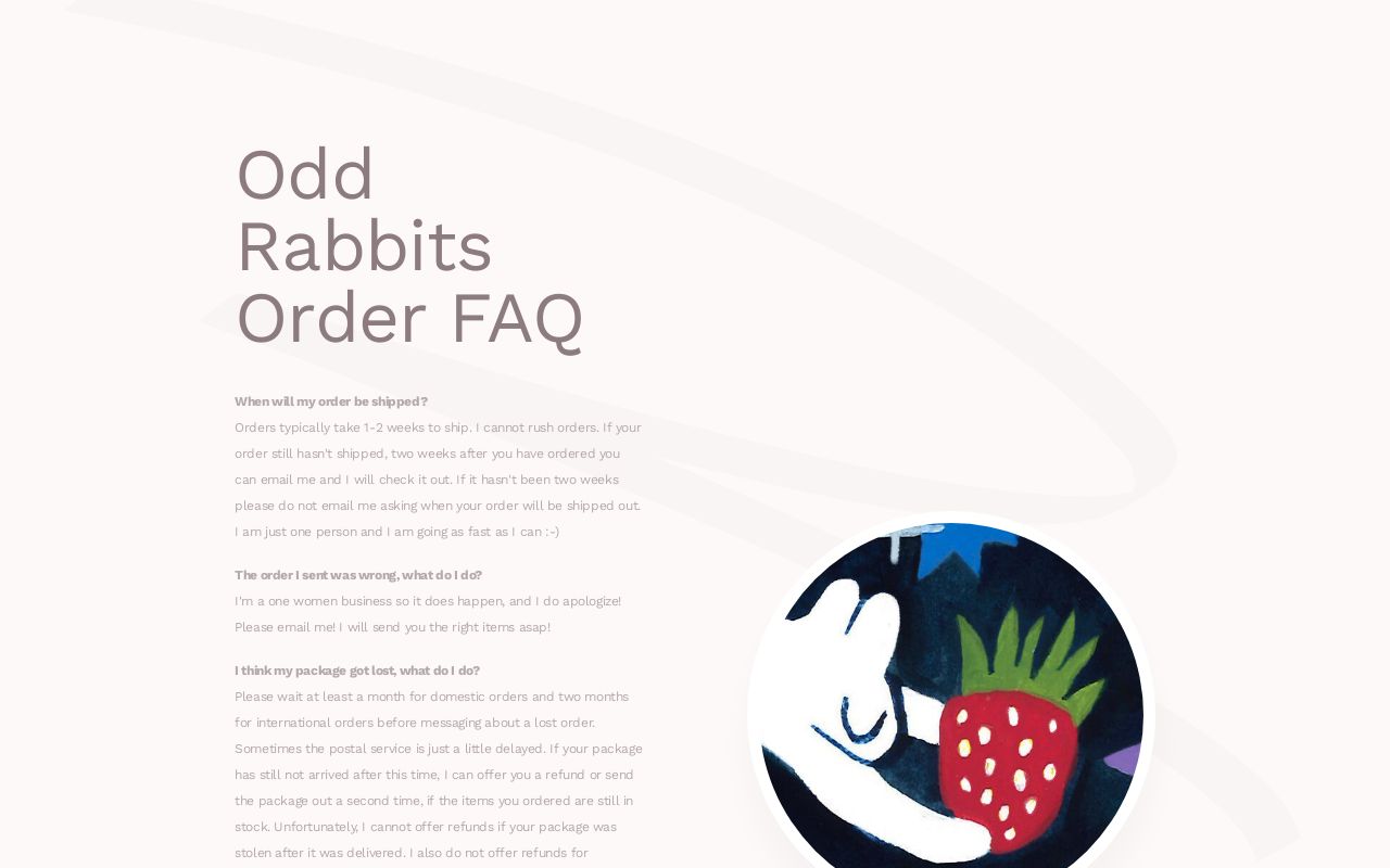 Odd Rabbits Order FAQ